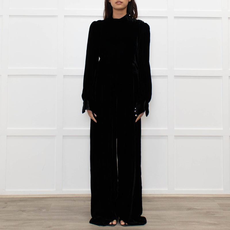 Jane Black Velvet Faux Pearl Detail Jumpsuit