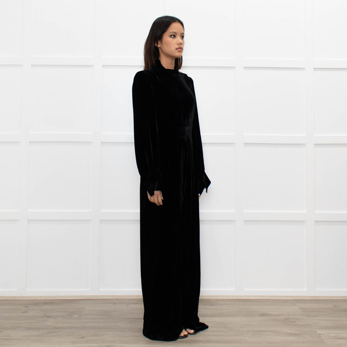 Jane Black Velvet Faux Pearl Detail Jumpsuit