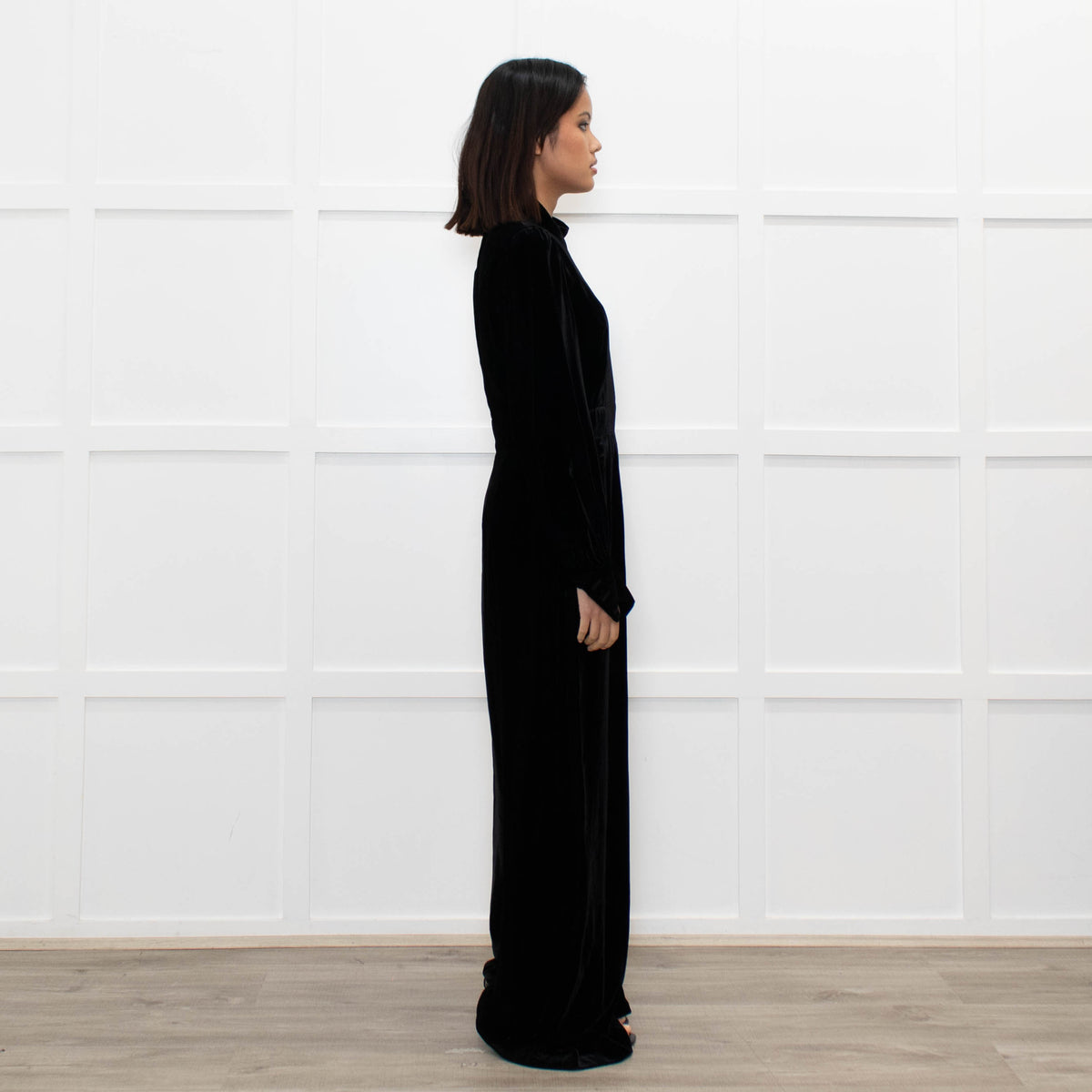 Jane Black Velvet Faux Pearl Detail Jumpsuit