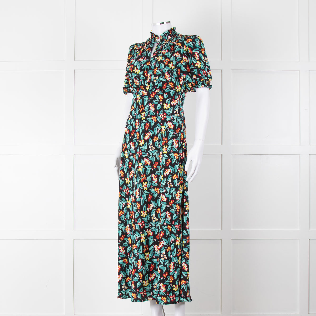 Cefinn Irina Bias Cut Black Multi Maxi Dress