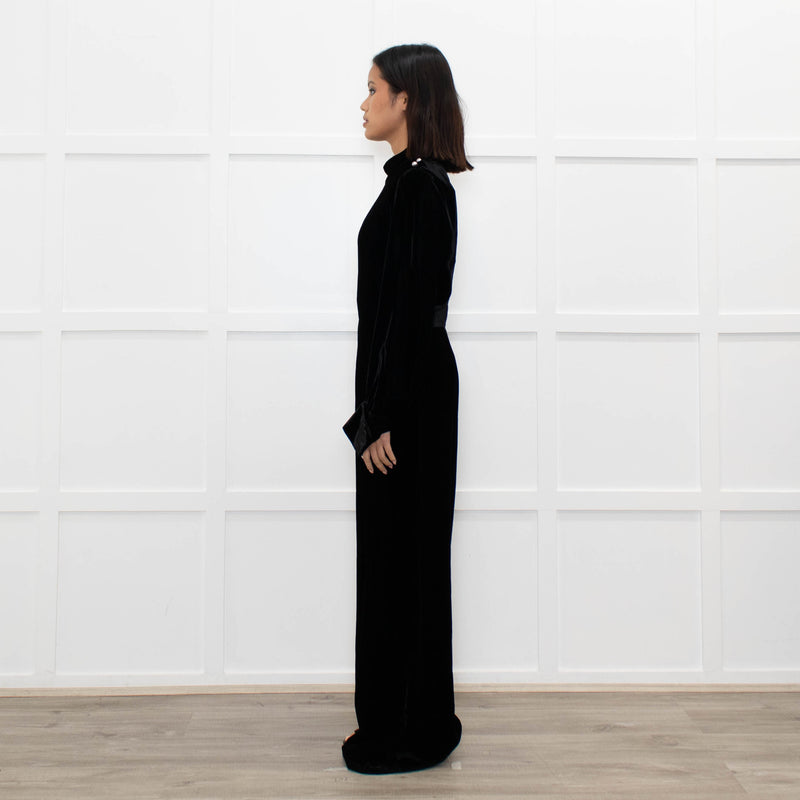 Jane Black Velvet Faux Pearl Detail Jumpsuit