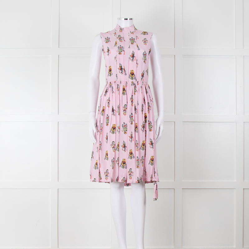 Prada Pink Silk 'Robot' Dress With Drawstring Hem