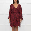 Iro Red Black Animal Print Wrap Mini Dress
