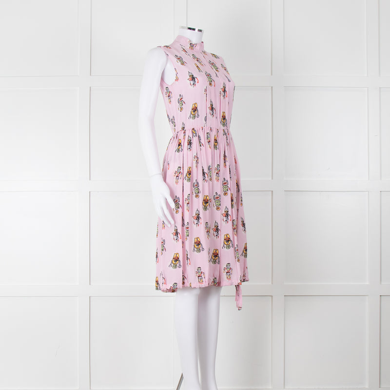 Prada Pink Silk 'Robot' Dress With Drawstring Hem