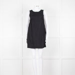 Free People Black Cotton Linen Blend Sleeveless Scoop Back Mini Dress