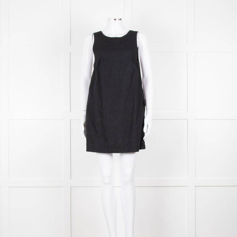 Free People Black Cotton Linen Blend Sleeveless Scoop Back Mini Dress
