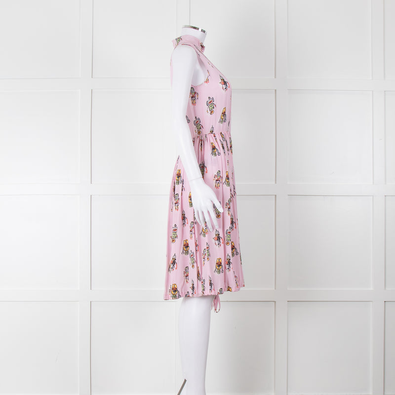 Prada Pink Silk 'Robot' Dress With Drawstring Hem