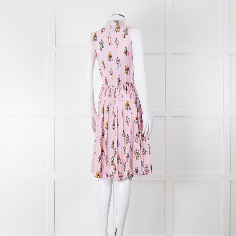 Prada Pink Silk 'Robot' Dress With Drawstring Hem