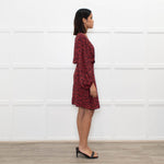 Iro Red Black Animal Print Wrap Mini Dress