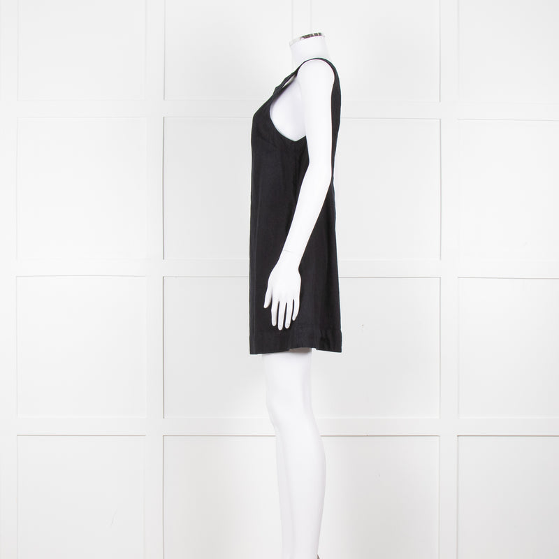 Free People Black Cotton Linen Blend Sleeveless Scoop Back Mini Dress