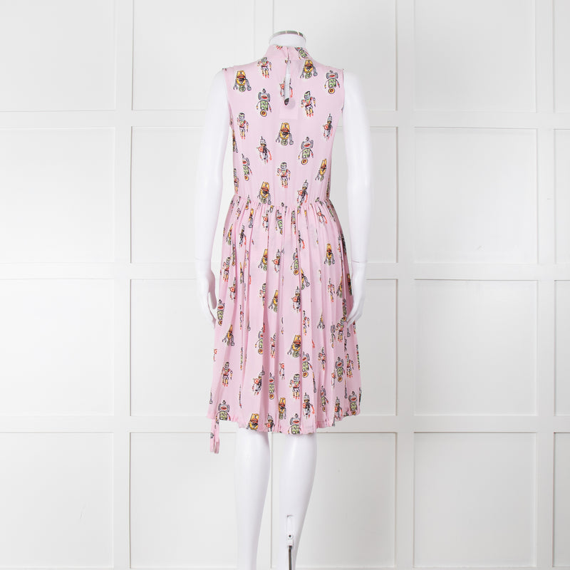 Prada Pink Silk 'Robot' Dress With Drawstring Hem