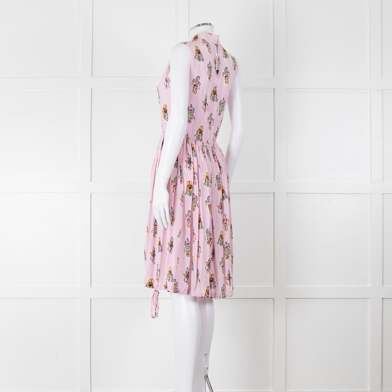 Prada Pink Silk 'Robot' Dress With Drawstring Hem