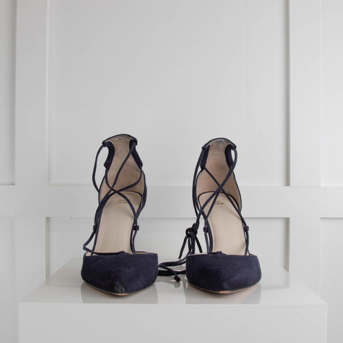 Iris & Ink Navy Suede Heeled Shoes