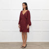 Iro Red Black Animal Print Wrap Mini Dress
