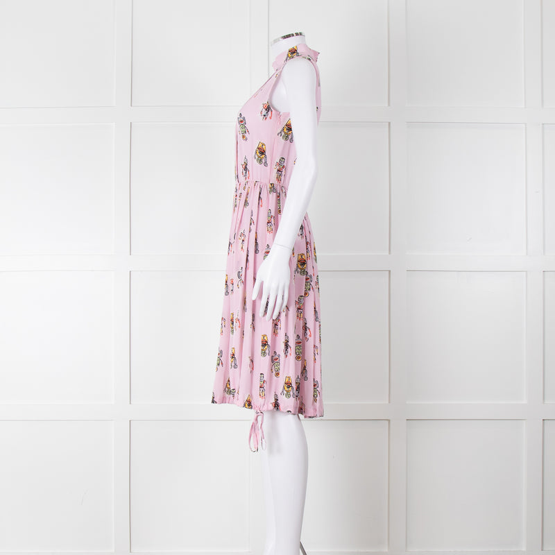 Prada Pink Silk 'Robot' Dress With Drawstring Hem