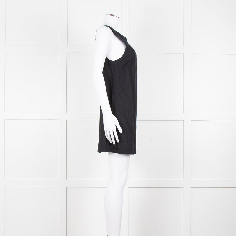 Free People Black Cotton Linen Blend Sleeveless Scoop Back Mini Dress