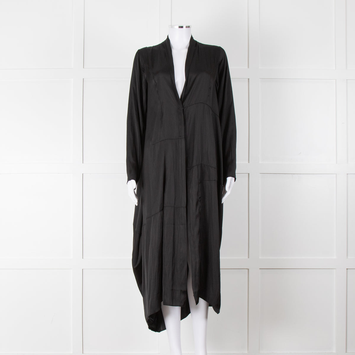 NU Black Kaftan Style Duster Coat