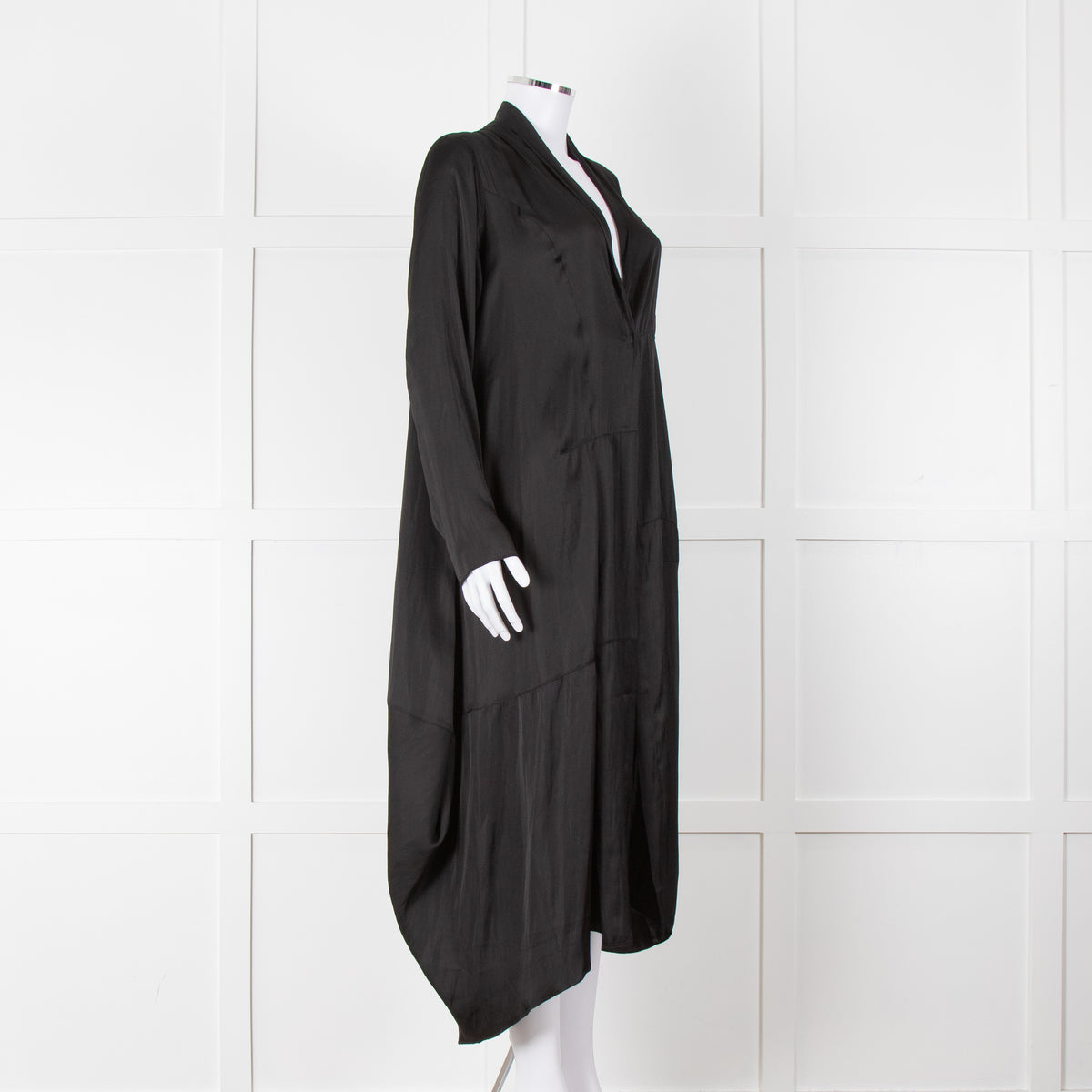 NU Black Kaftan Style Duster Coat