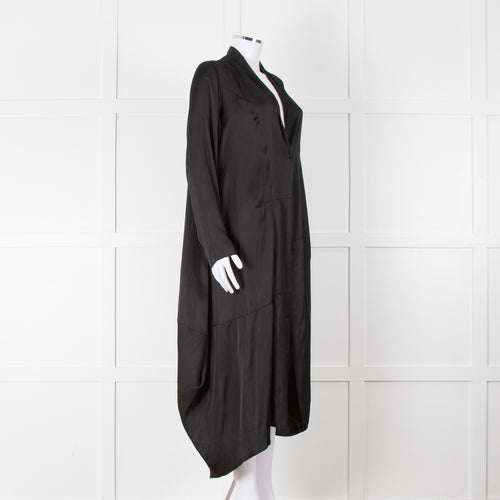 NU Black Kaftan Style Duster Coat