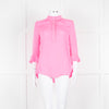 Pom Lampson Hot Pink Silk Frill Trim Sleeve Blouse