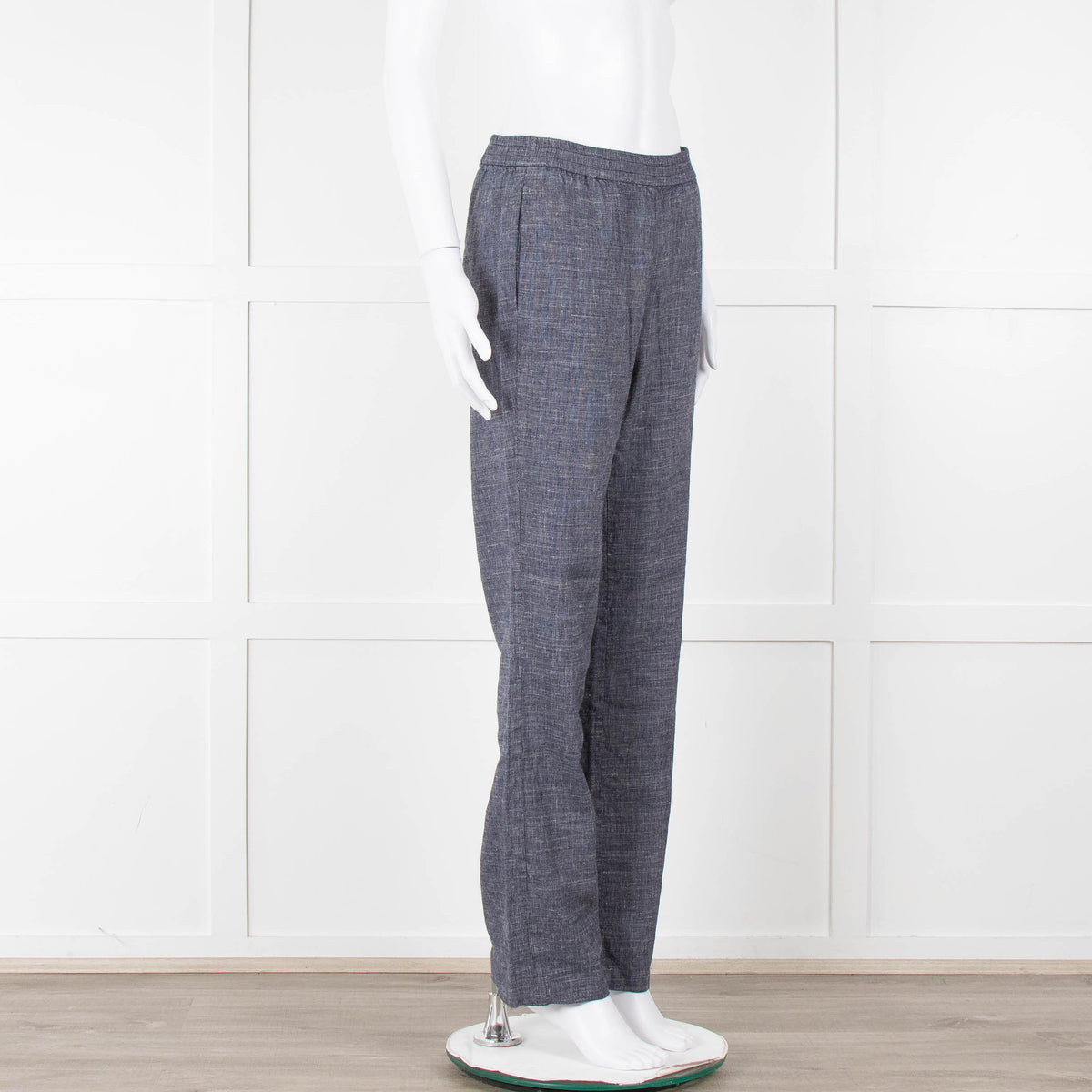 Theory Blue Linen Blend Elasticated Waist Trousers