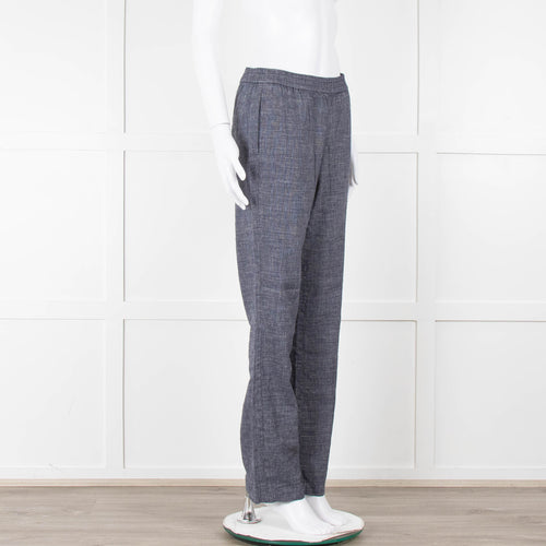 Theory Blue Linen Blend Elasticated Waist Trousers