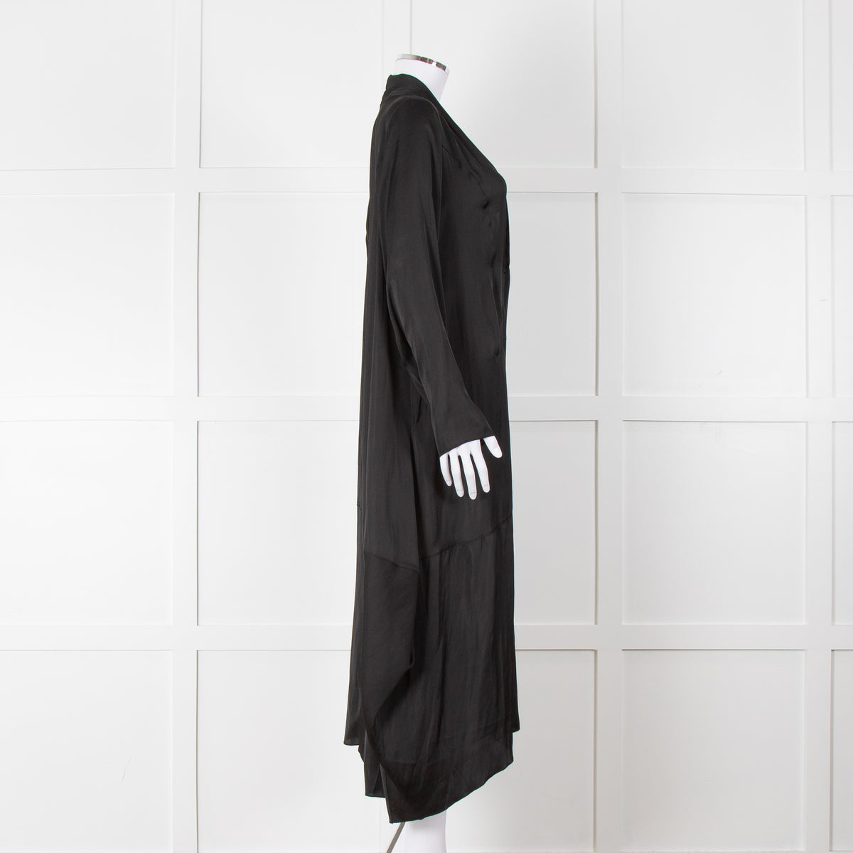 NU Black Kaftan Style Duster Coat