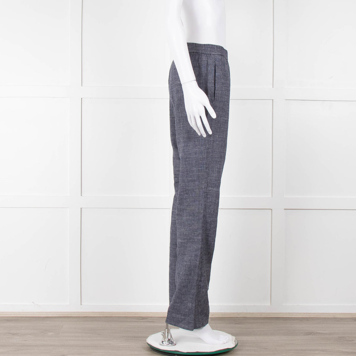 Theory Blue Linen Blend Elasticated Waist Trousers