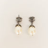 Chanel Dark Silver Rhinestone CC Pearl Drop Earrings