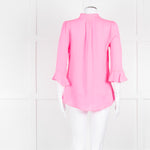 Pom Lampson Hot Pink Silk Frill Trim Sleeve Blouse