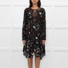 A.L.C Black Floral Long Sleeve Lace Detail Dress