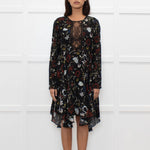 A.L.C Black Floral Long Sleeve Lace Detail Dress
