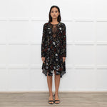 A.L.C Black Floral Long Sleeve Lace Detail Dress
