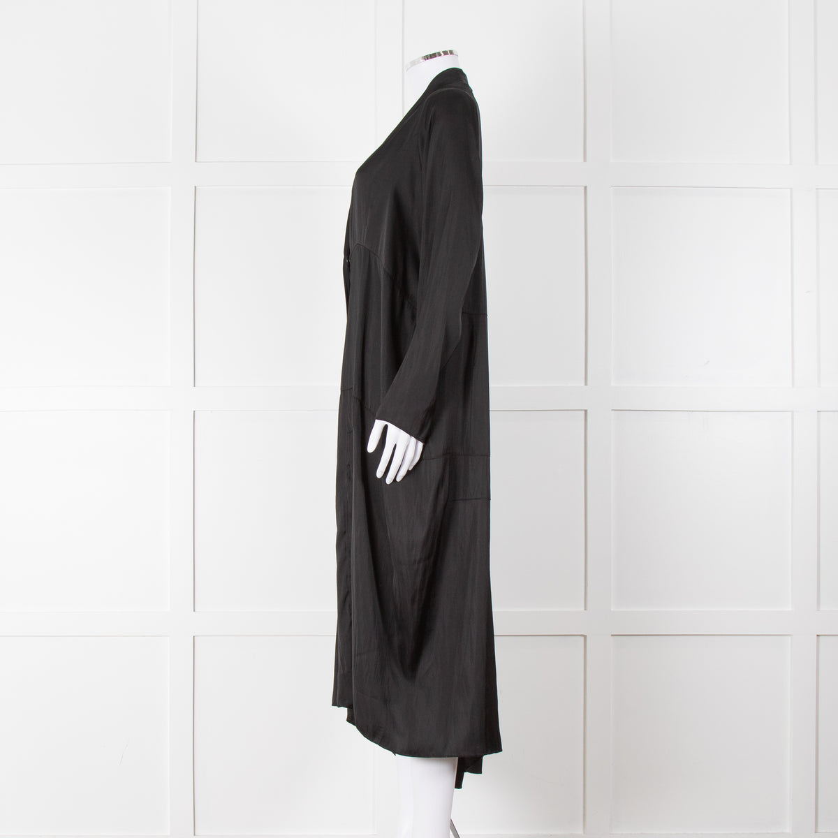 NU Black Kaftan Style Duster Coat