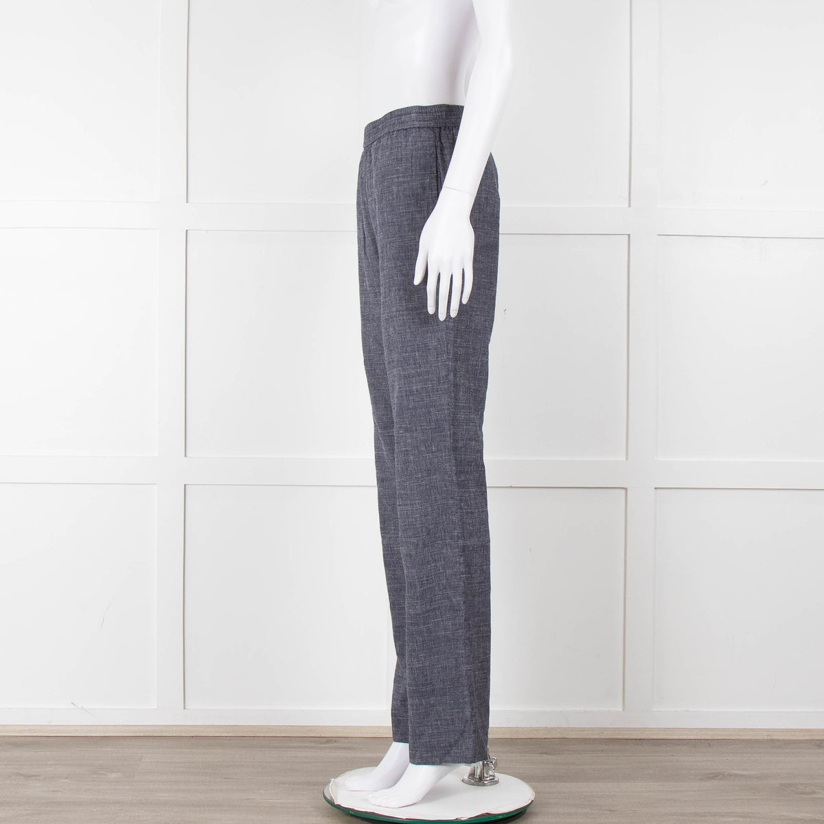Theory Blue Linen Blend Elasticated Waist Trousers