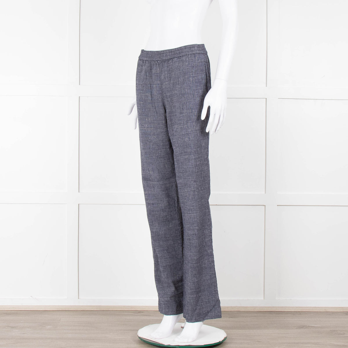 Theory Blue Linen Blend Elasticated Waist Trousers