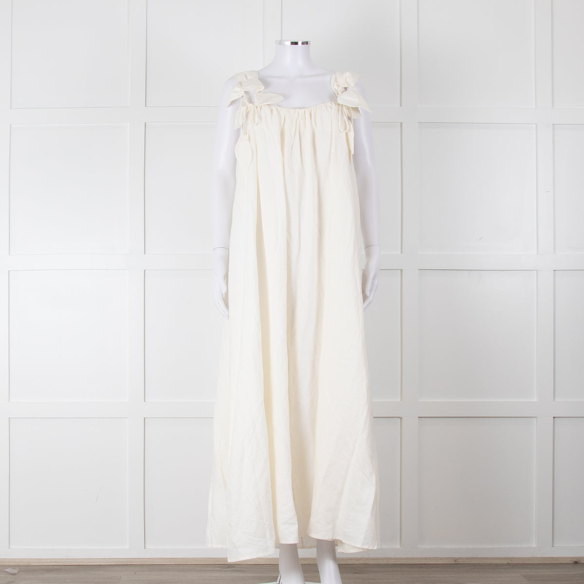 Farm Rio White Linen Maxi Strap Dress