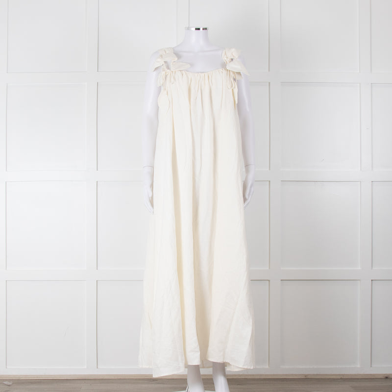 Farm Rio White Linen Maxi Strap Dress