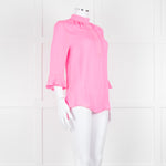 Pom Lampson Hot Pink Silk Frill Trim Sleeve Blouse