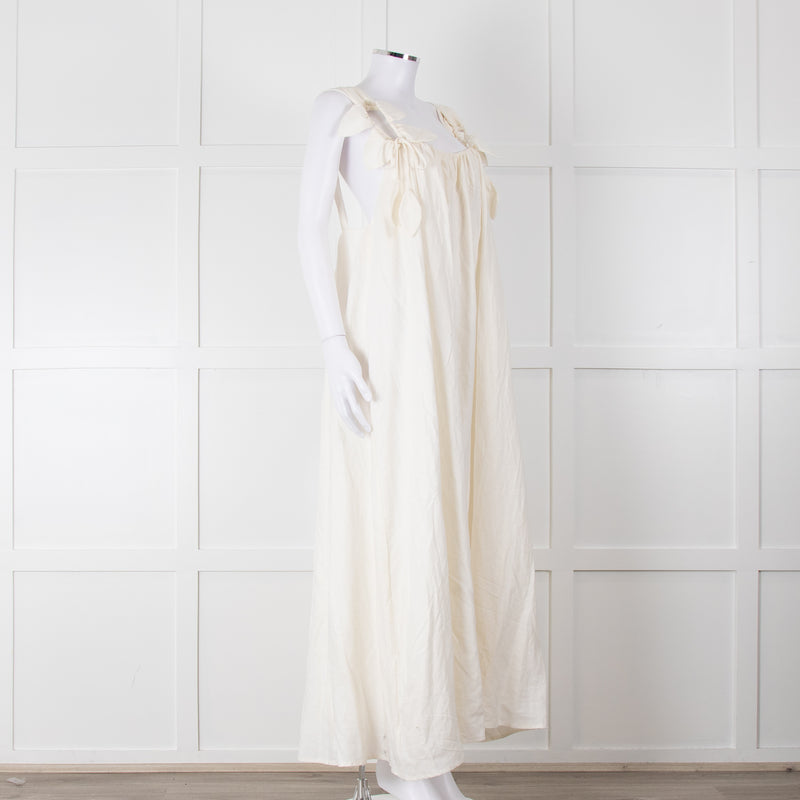 Farm Rio White Linen Maxi Strap Dress