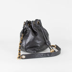 Chanel Vintage Black Leather Drawstring Bucket Bag