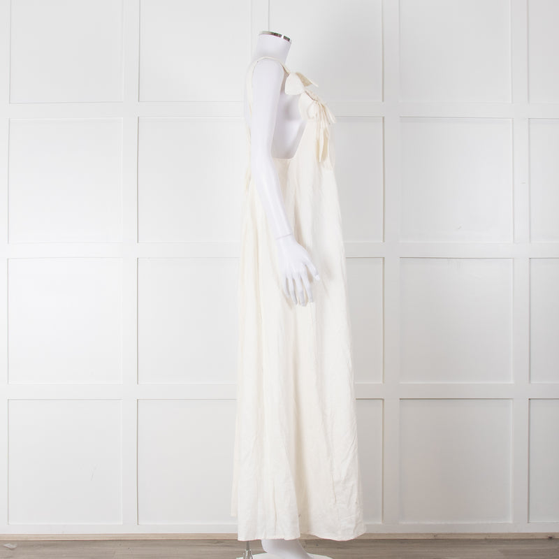 Farm Rio White Linen Maxi Strap Dress