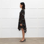 A.L.C Black Floral Long Sleeve Lace Detail Dress