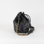 Chanel Vintage Black Leather Drawstring Bucket Bag