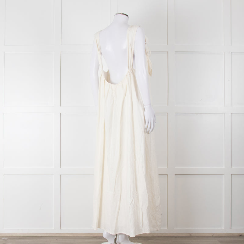 Farm Rio White Linen Maxi Strap Dress