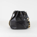 Chanel Vintage Black Leather Drawstring Bucket Bag