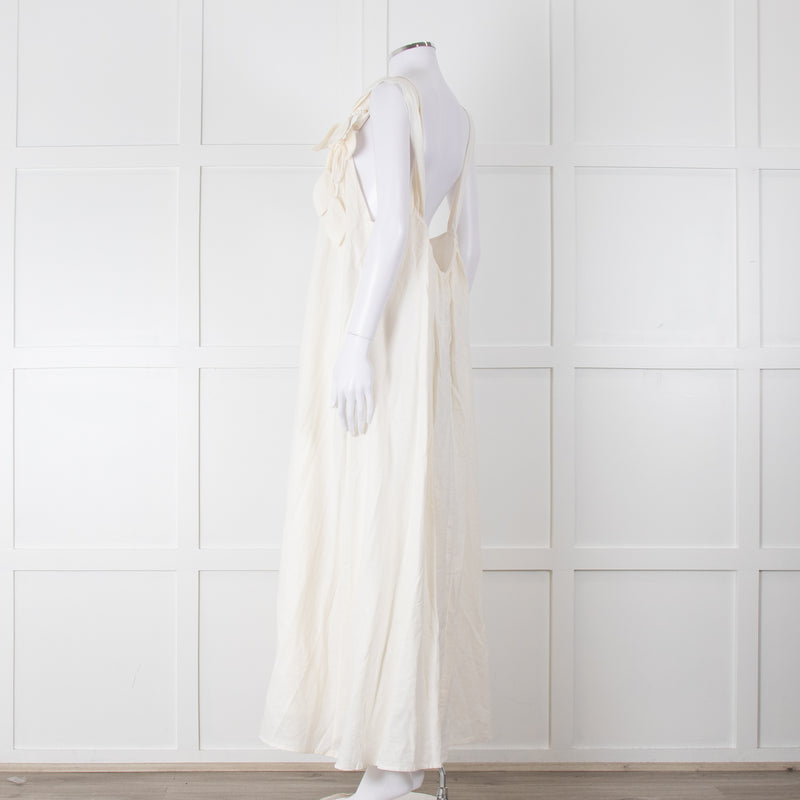 Farm Rio White Linen Maxi Strap Dress