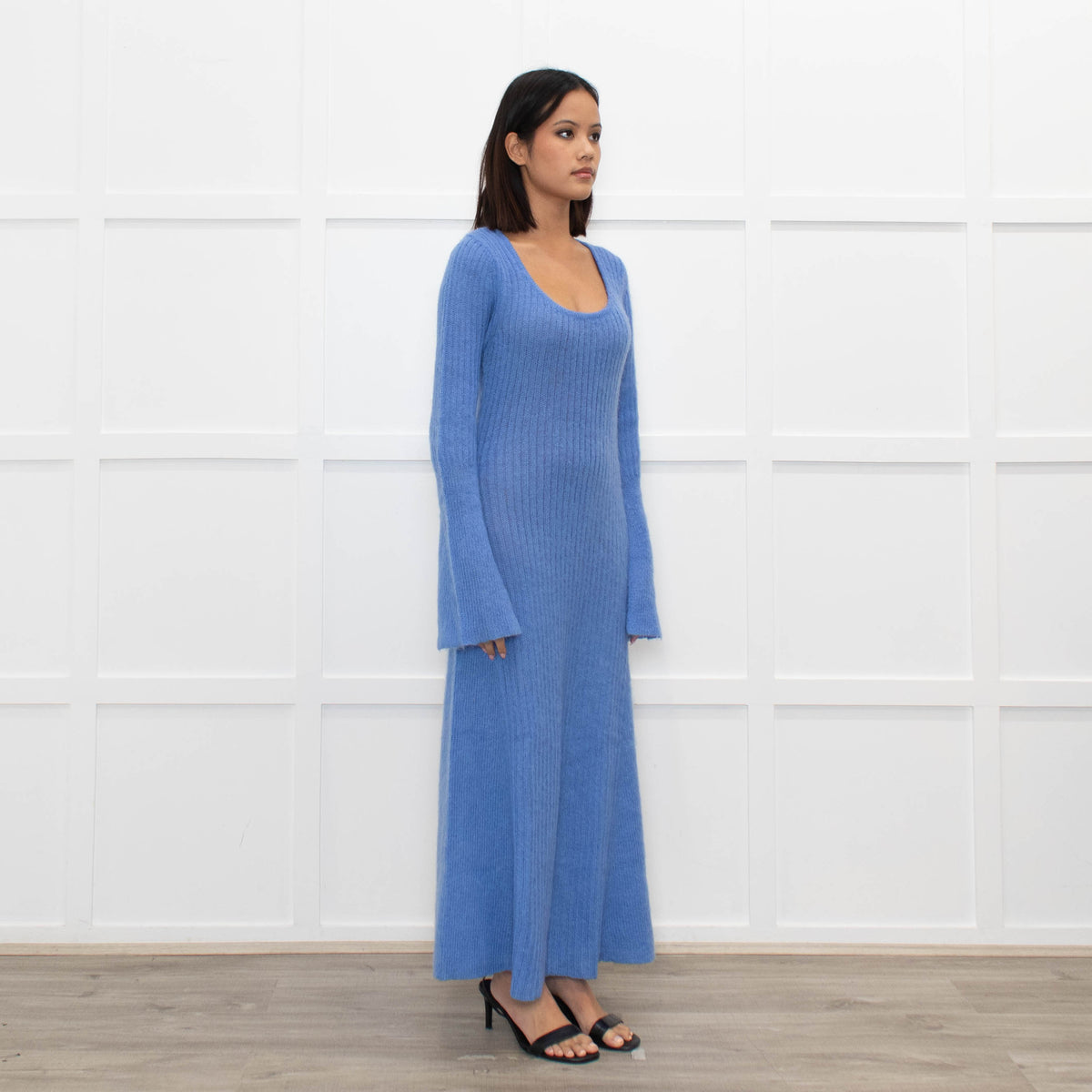 Ganni Cornflower Blue Mohair Knit Maxi Dress
