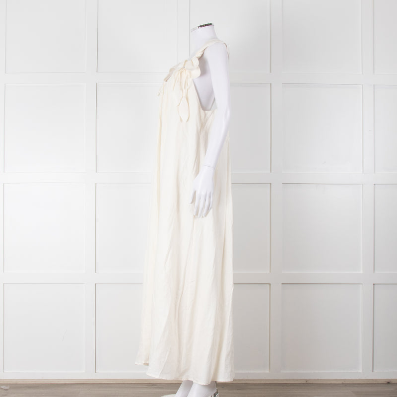 Farm Rio White Linen Maxi Strap Dress