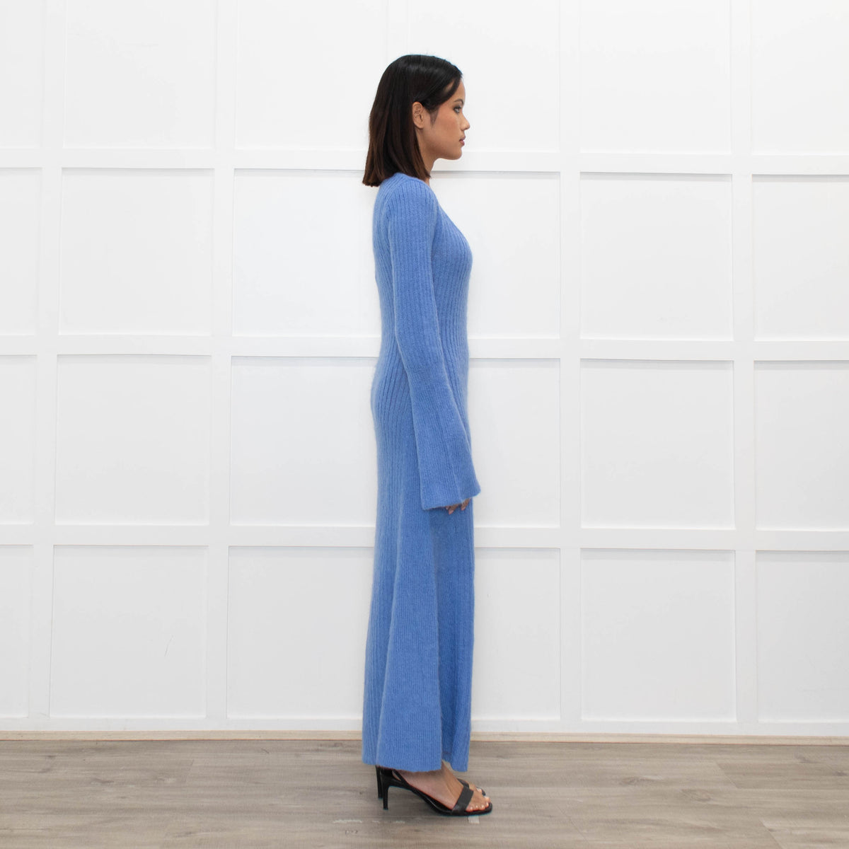 Ganni Cornflower Blue Mohair Knit Maxi Dress
